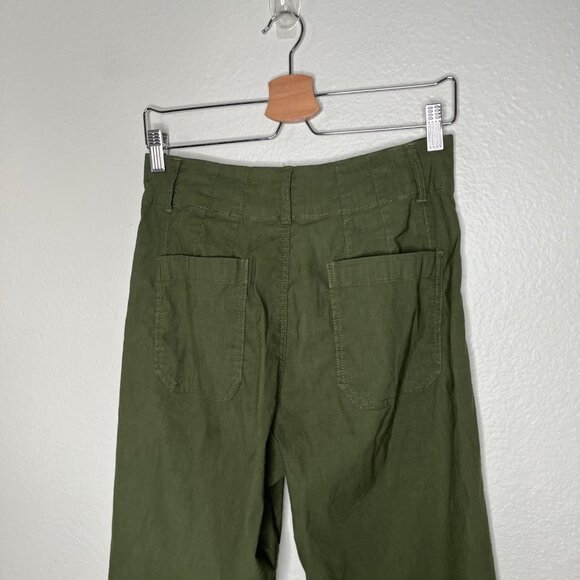 Maeve Anthropologie The Colette Wide Leg Crop Linen Blend Pants Size 29 green - Picture 8 of 10